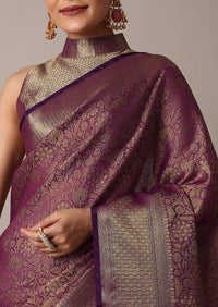 Onion Pink Banarasi Tunchui Silk Saree With Tassels And Unstitched Blouse Piece