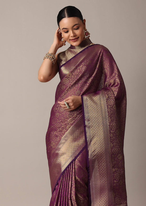 Onion Pink Banarasi Tunchui Silk Saree With Tassels And Unstitched Blouse Piece