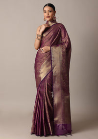 Onion Pink Banarasi Tunchui Silk Saree With Tassels And Unstitched Blouse Piece