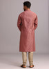 Onion Pink Chanderi Jacquard Printed Kurta Set