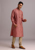 Onion Pink Chanderi Jacquard Printed Kurta Set