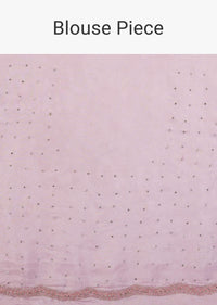 Onion Pink Embroidery Sequins And Organza Saree