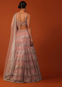 Onion Pink Georgette Lehenga Set With Sequin Embroidered Work