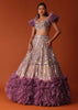 Onion Pink Heavy Organza Lehenga With Metal Work