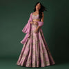 Onion Pink Printed Lehenga Set In Banarasi Silk