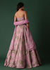 Onion Pink Printed Lehenga Set In Banarasi Silk