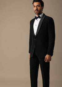 Opulent Black Beaded Tuxedo Set