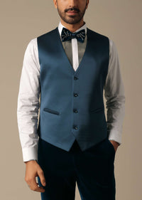 Opulent Blue Velvet Tuxedo Set