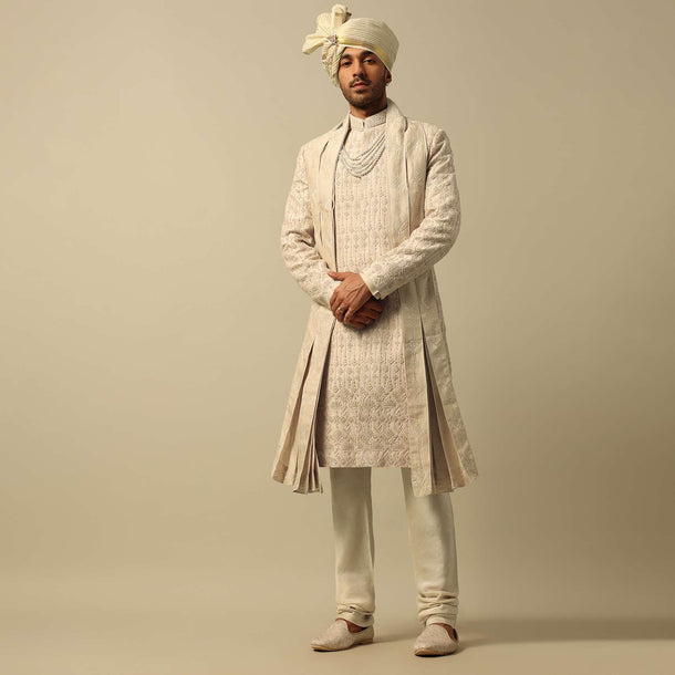 Opulent Gold Embroidered Sherwani Set