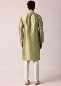 Opulent Gold Silk Kurta Set For Men