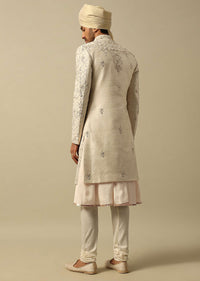 Opulent White Raw Silk Sherwani