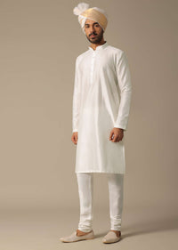 Opulent White Silk Sherwani Set