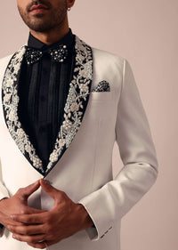 Opulent White Stylish Tuxedo For Men