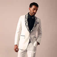 Opulent White Stylish Tuxedo For Men