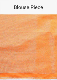 Orange art handloom Saree In Silk With Weaved Floral Buttis