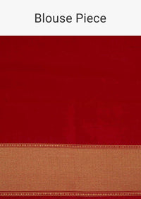 Orange brocade saree in floral motif