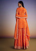 Orange Chinon Kurta Palazzo Set With Cutdana And Beads Work