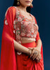 Orange Crop Top Skirt Set With Embroidered Cape