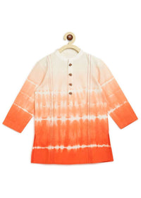 Kalki Boys Orange Ombre Kurta In Cotton With Shibori Tie - Dye Print By Tiber Taber