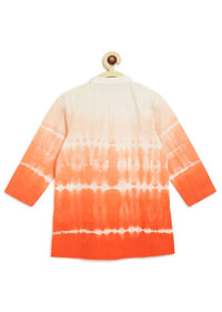 Kalki Boys Orange Ombre Kurta In Cotton With Shibori Tie - Dye Print By Tiber Taber