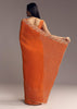 Orange Organza Saree With Zigzag Sequins And Cut Dana Embroidery