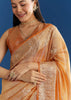 Orange Organza Tissue Saree With Zari Brocade Border