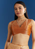 Orange Organza Tissue Saree With Zari Brocade Border