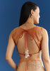 Orange Organza Tissue Saree With Zari Brocade Border