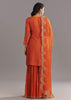 Orange Silk Sharara Set With Cut Dana and Sequins Work and Organza Dupatta