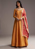 Orange Tissue Anarkali Suit With Butti Work And Printed Silk Dupatta