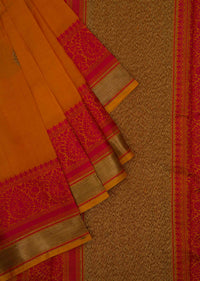 Orange tussar silk weaved saree