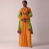 Orange Chiffon Anarkali With Dupatta