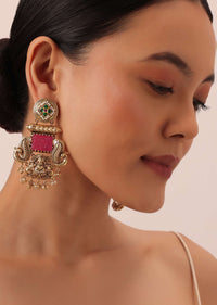 Orange Danglers With Meenakari Detailing