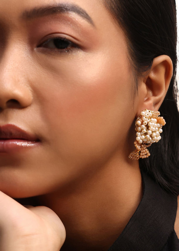 Orange Handcrafted Stud Earrings Earring In Mix Metal