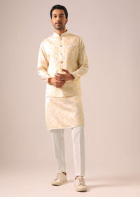 Orange Jacket Kurta Set with Tie Dye And Mirror Work