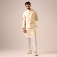 Orange Jacket Kurta Set with Tie Dye And Mirror Work