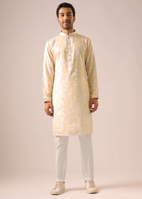 Orange Jacket Kurta Set with Tie Dye And Mirror Work