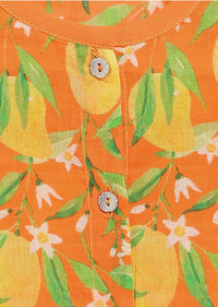 Kalki Girls Orange Kurta And Pant Set For Baby Girls With Mango Print And Front Opening By Tiber Taber