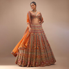 Orange Lehenga With Cut Dana Embroidery On The Choli