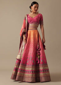 Pink Silk Lehenga Set With Stone Work