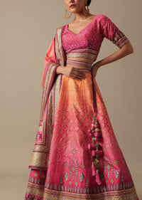 Pink Silk Lehenga Set With Stone Work