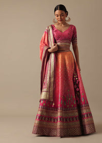 Pink Silk Lehenga Set With Stone Work