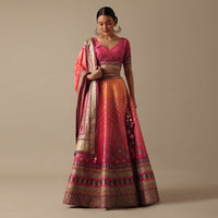 Pink Silk Lehenga Set With Stone Work