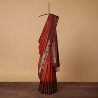 Orange South Silk Saree With Zari Woven Pallu And Unstitched Blouse Piece