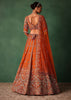 Orange Tussar Zardosi Embroidered Lehenga With Blouse And Dupatta