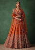 Orange Tussar Zardosi Embroidered Lehenga With Blouse And Dupatta