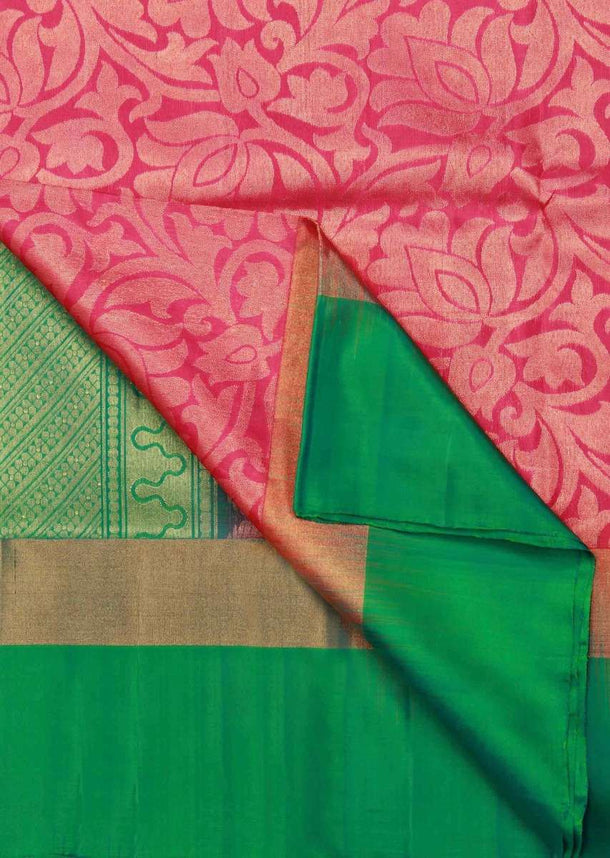 Orchid pink saree in lotus motif weave only on Kalki