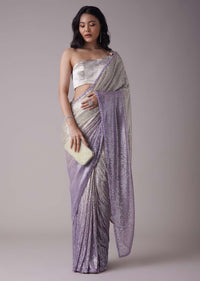 Lavender Purple Ombre Sequins Saree With An Embellished Border