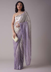 Lavender Purple Ombre Sequins Saree With An Embellished Border