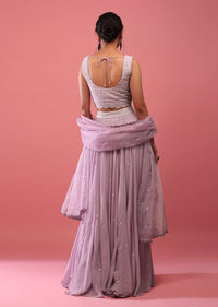 Lavender Purple Lehenga In Georgette With Fully Embroidered Blouse And Organza Dupatta